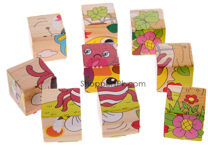 3D Educational Puzzle Six Sides 9 Pcs Wooden Toys Jigsaw Puzzle