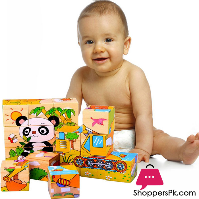 3D Educational Puzzle Six Sides 9 Pcs Wooden Toys Jigsaw Puzzle