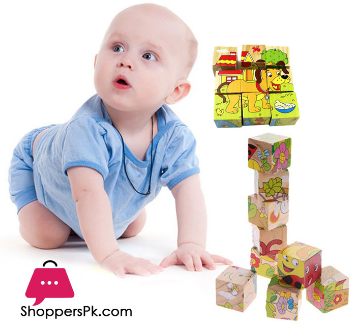 3D Educational Puzzle Six Sides 9 Pcs Wooden Toys Jigsaw Puzzle