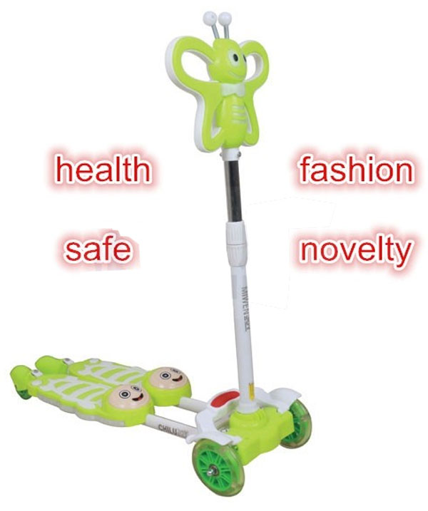 4 Wheels Kids Kick Scooter Butterfly Design Light Music
