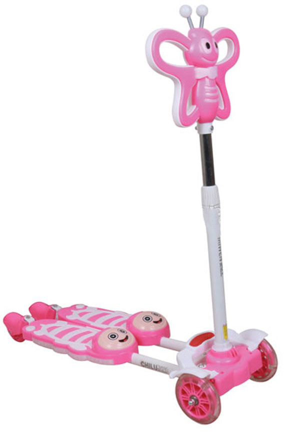 4 Wheels Kids Kick Scooter Butterfly Design Light Music