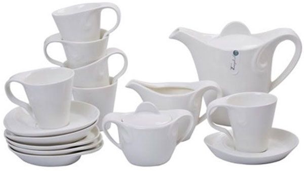 Symphony Swirl Tea Set White 15 - Pieces #Es3849