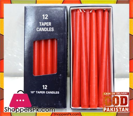 12 Pcs Red Taper Candles 10 Inch