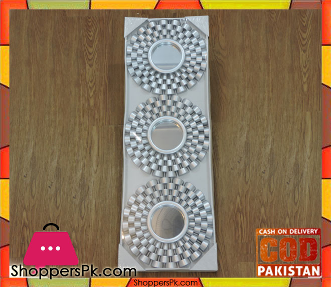 3 Pcs Plastic Frame Wall Hanging Mirror Set 24 Cm