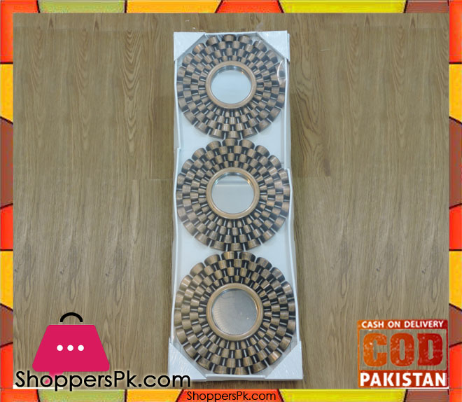 3 Pcs Plastic Frame Wall Hanging Mirror Set 24 Cm