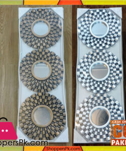 3 Pcs Plastic Frame Wall Hanging Mirror Set 24 CM