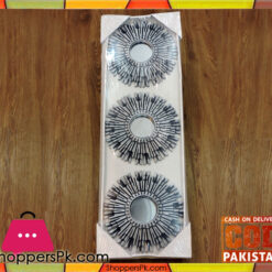 3 Pcs Plastic Frame Wall Hanging Mirror Set 24 CM Antique Silver 3-0