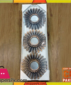 3 Pcs Plastic Frame Wall Hanging Mirror Set 24 CM Antique Copper 0-4