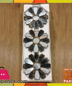3 Pcs Plastic Frame Wall Hanging Mirror Set Flower 24 CM