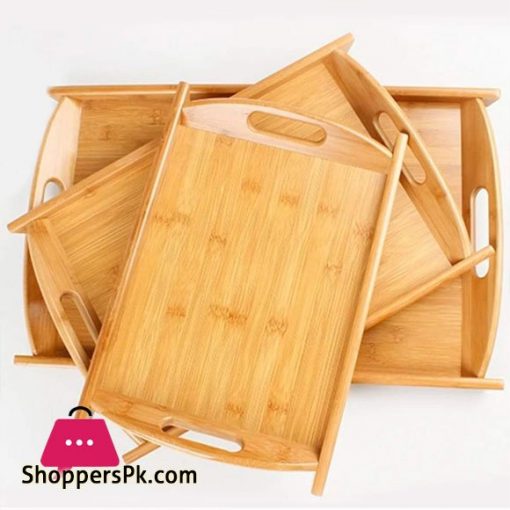 3 Piece Bamboo Serving Tray Set