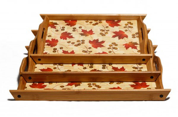 3 Piece Bamboo Serving Tray Set (Autumnal Warmth)