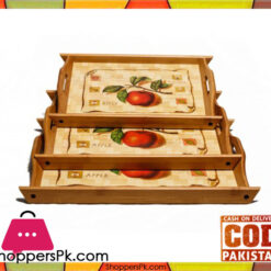 3 Piece Bamboo Serving Tray Set (Rustic Apple)