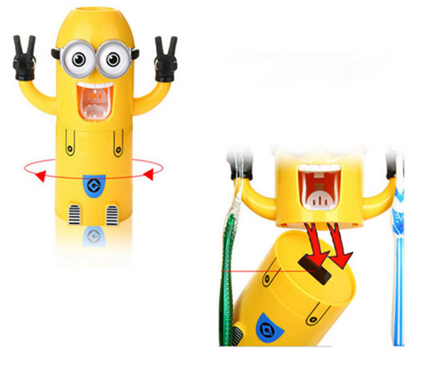 Minions Toothpaste Dispenser &Amp; Toothbrush Holder