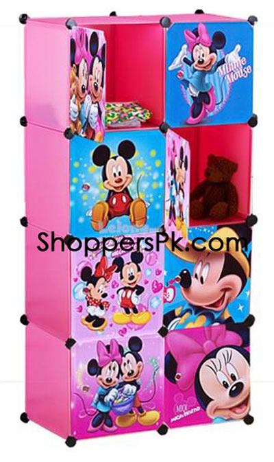Portable 8 Cubes Cabinet Mickey Mouse