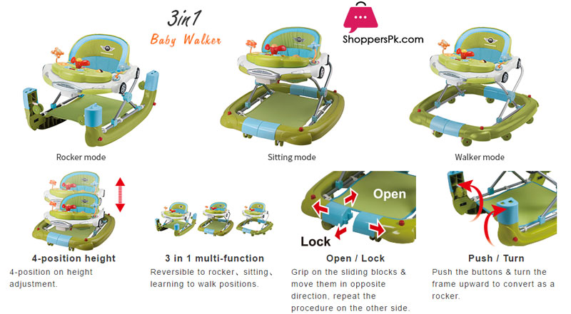 Racing Car 3 In 1 Multi-Function Baby Walker T1085 H Taiwan Made