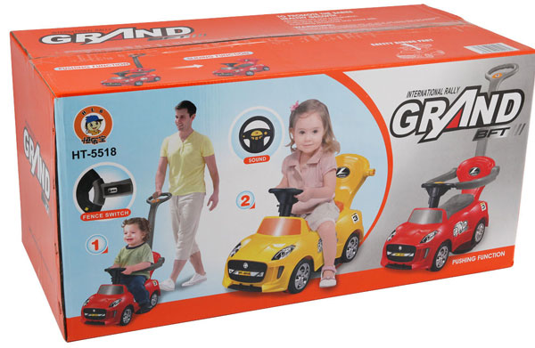 3 In 1 Kids Ride On Push Car Stroller Toddler Wagon With Handle Horn Lights Music