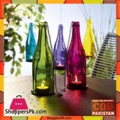 Colored Glass Bottle Candle Holder
