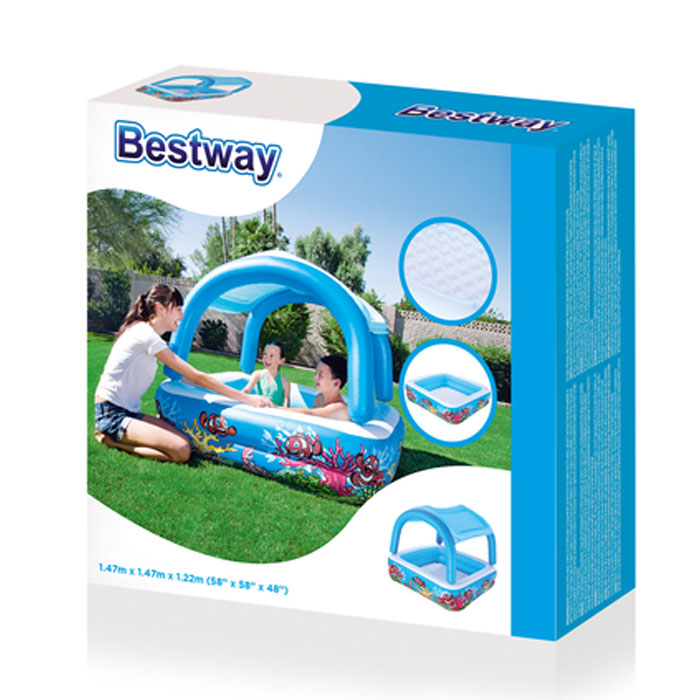 Bestway Multicolour Vinyl Kids' Play Pool - Size 4.8 X 4.8 X 4 - Age 3+ - - 52192