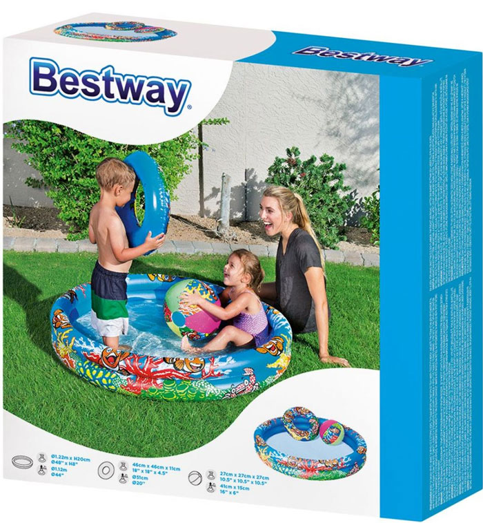 Bestway Play Pool 4 Feet with Swim Ring and Ball For 3-6 Years Kids - 51124