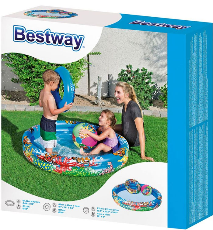Bestway Play Pool 4 Feet With Swim Ring And Ball For 3-6 Years Kids - 51124 4 Bestway Play Pool 4 Feet With Swim Ring And Ball For 3-6 Years Kids - 51124