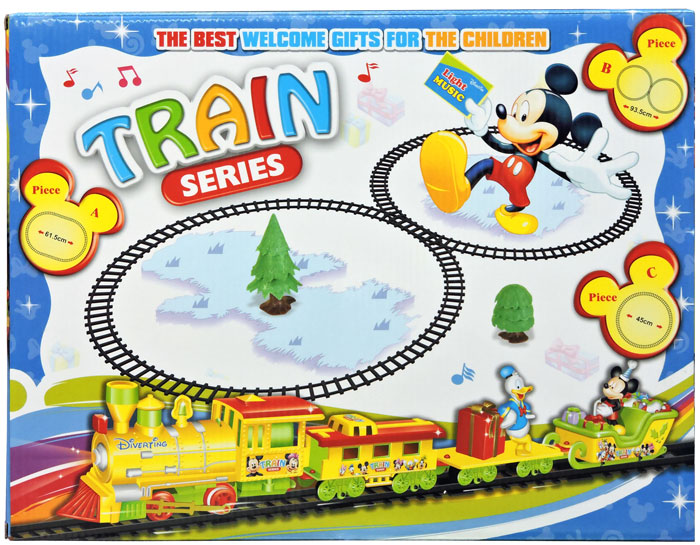 Mickey Mouse Battery Operated Toy Train Track Set with Light Music