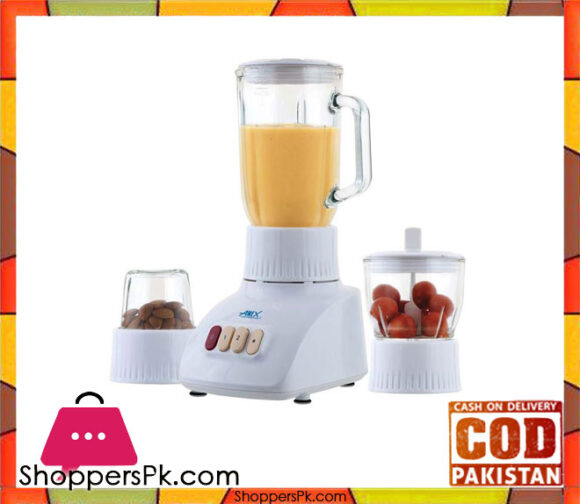 Anex Ag-6040 - 3 In 1 Blender &Amp; Grinder With A Glass Jug - 400 W - White