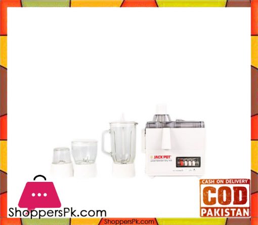 Jack Pot JP-779 GL - Juice Extractor Extractor with Chopper Blender and Grinder (4 in 1) - White (Brand Warranty) - Karachi Only