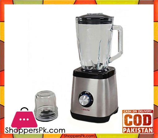 Jack Pot - Blender with Crystal Clear Glass Jug & Dry Grinder - Black & Silver JP-608 - Karachi Only