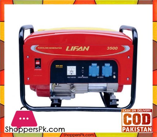 Lifan  Petrol & Gas Generator 2.2 KW Recoil Start - LF2500GF-3 - Red - Karachi Only