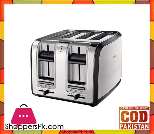 Philips Toaster - HD2648/20 - Black & Silver - Karachi Only