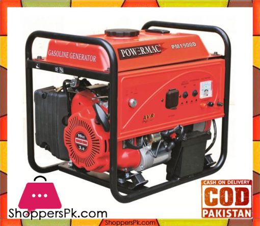 Powermac PM1900D - Petrol Generator - Red - Karachi Only