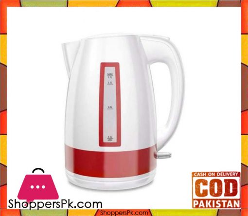 Westpoint WF-8268 - Deluxe Cordless Kettle - White & Red - 1.7 Liter Concealed Element Plastic Body - Karachi Only