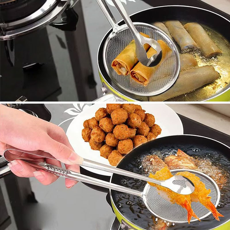 Frying Tong Stainless Steel Oil Frying Clamp Filter Colanders