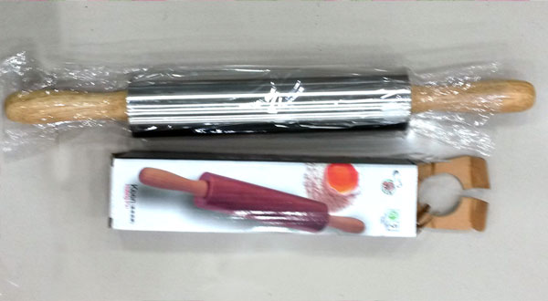 Rolling Pin Stainless Steel Wooden Handle