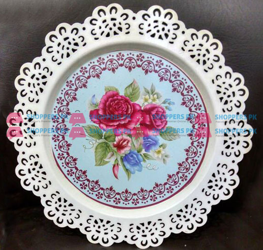 Vintage Metal Cake Serving Plate Large For 10 Inch Cake