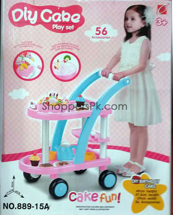 56 Pc Children'S Play Cake Trolley 889-15A