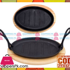 Prestige Cast Iron Sizzler Plate Wooden Base With Two Handles Pr8043