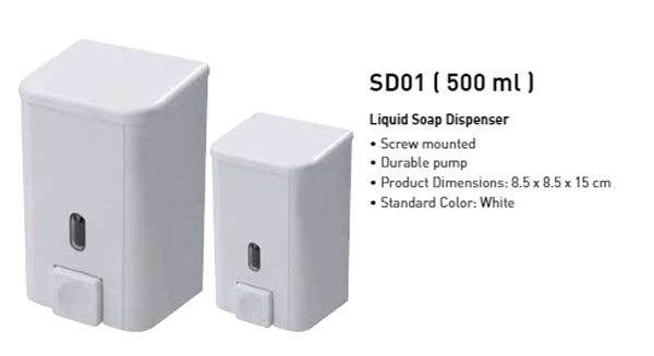 Primanova Bravo Soap Dispenser White 0.5 Liter Turkey Made SD01