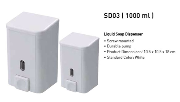 Primanova Bravo Soap Dispenser White 1-Liter Turkey Made SD03