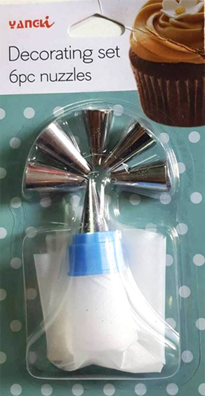 Washable Icing Bag With 6 Pcs Stainless Steel Nozzles