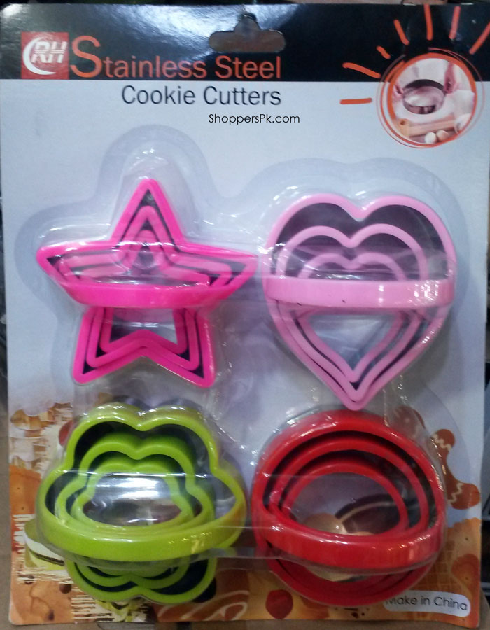 12 Pcs Stainless Steel Cookie Cutter with Plastic Handle
