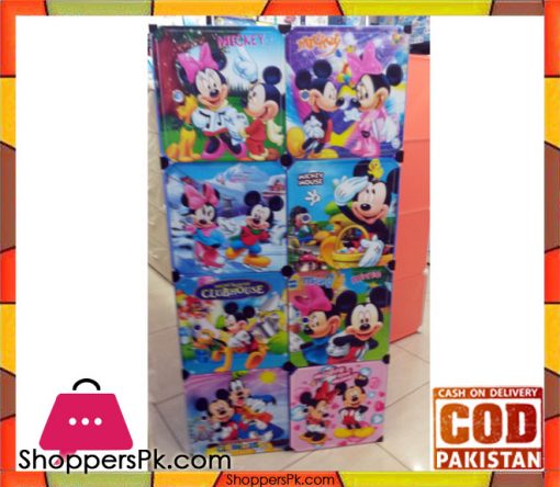 3D Mickey Mouse Portable 6 Cube Cabinet with 1 Cloth Hanging