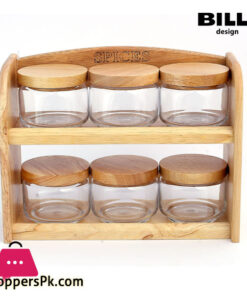 Billi 6 Pcs Glass Jar Set Thailand Made #GWOG55-6