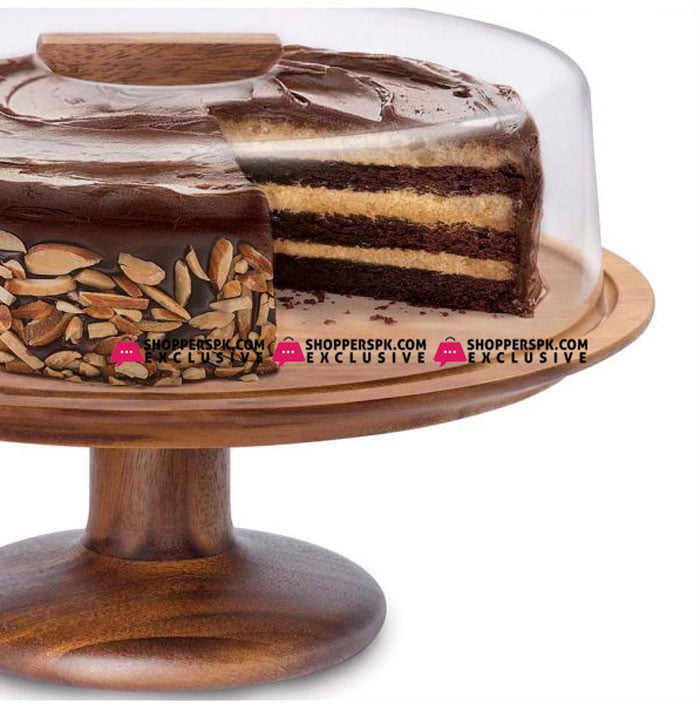 Billi Cake Dish Cake Dome with Wooden Stand #WP913