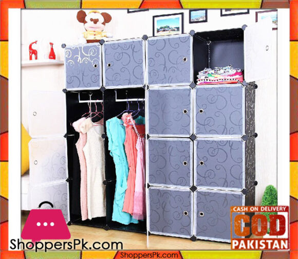 Intelligent Plastic Portable Cube Cabinet - 10 Cubes With 2 Cloth Hanging