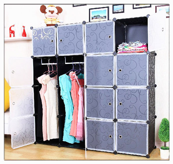 Intelligent Plastic Portable Cube Cabinet - 10 Cubes With 2 Cloth Hanging