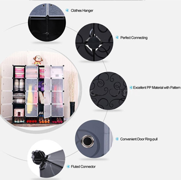 Intelligent Plastic Portable Cube Cabinet -16 Cube + Shoe Rack
