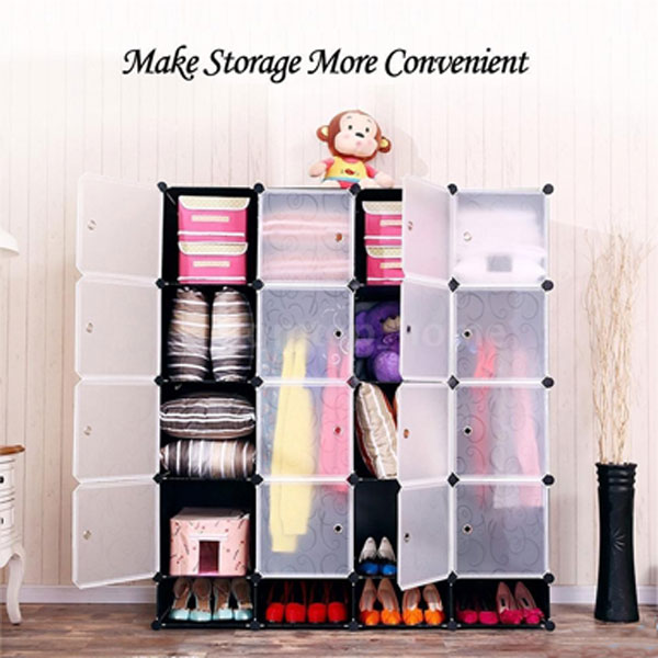 Intelligent Plastic Portable Cube Cabinet -16 Cube + Shoe Rack