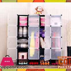 Intelligent Plastic Portable Cube Cabinet -16 Cube + Shoe Rack