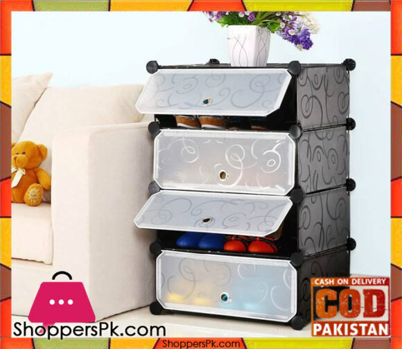 Intelligent Plastic Portable Cube Cabinet - 4 Cubes